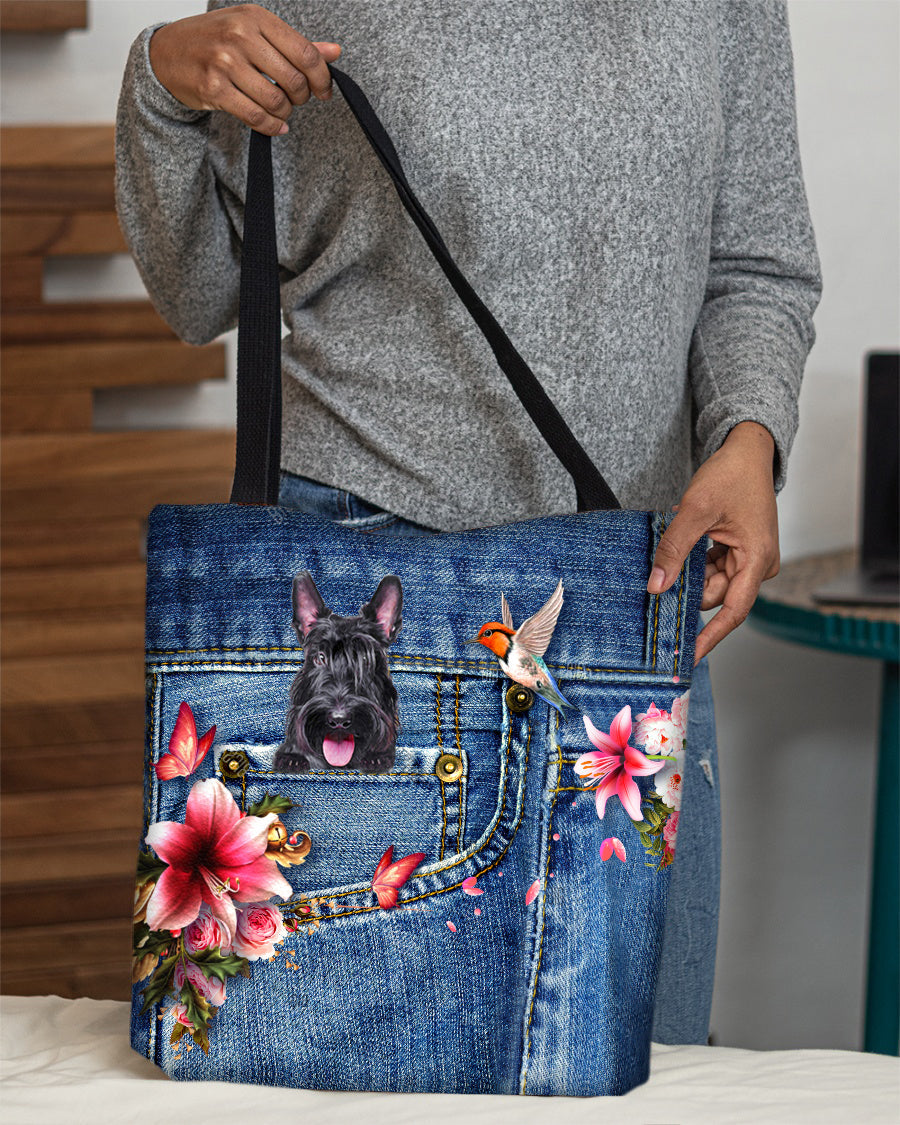Scottish Terrier-Lily Cloth Tote Bag