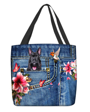 Scottish Terrier-Lily Cloth Tote Bag