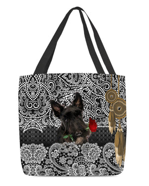 Scottish Terrier-Rose Cloth Tote Bag