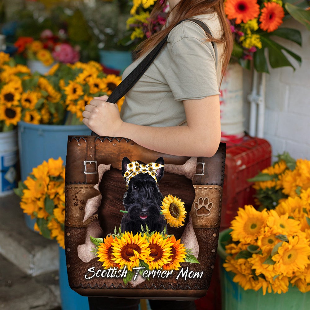 Scottish Terrier-Sunflower&Dog Mom Cloth Tote Bag