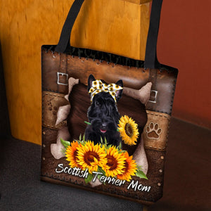 Scottish Terrier-Sunflower&Dog Mom Cloth Tote Bag