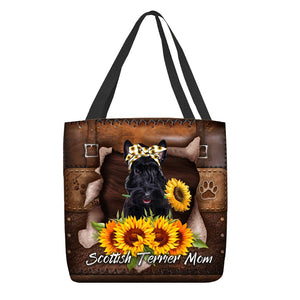 Scottish Terrier-Sunflower&Dog Mom Cloth Tote Bag