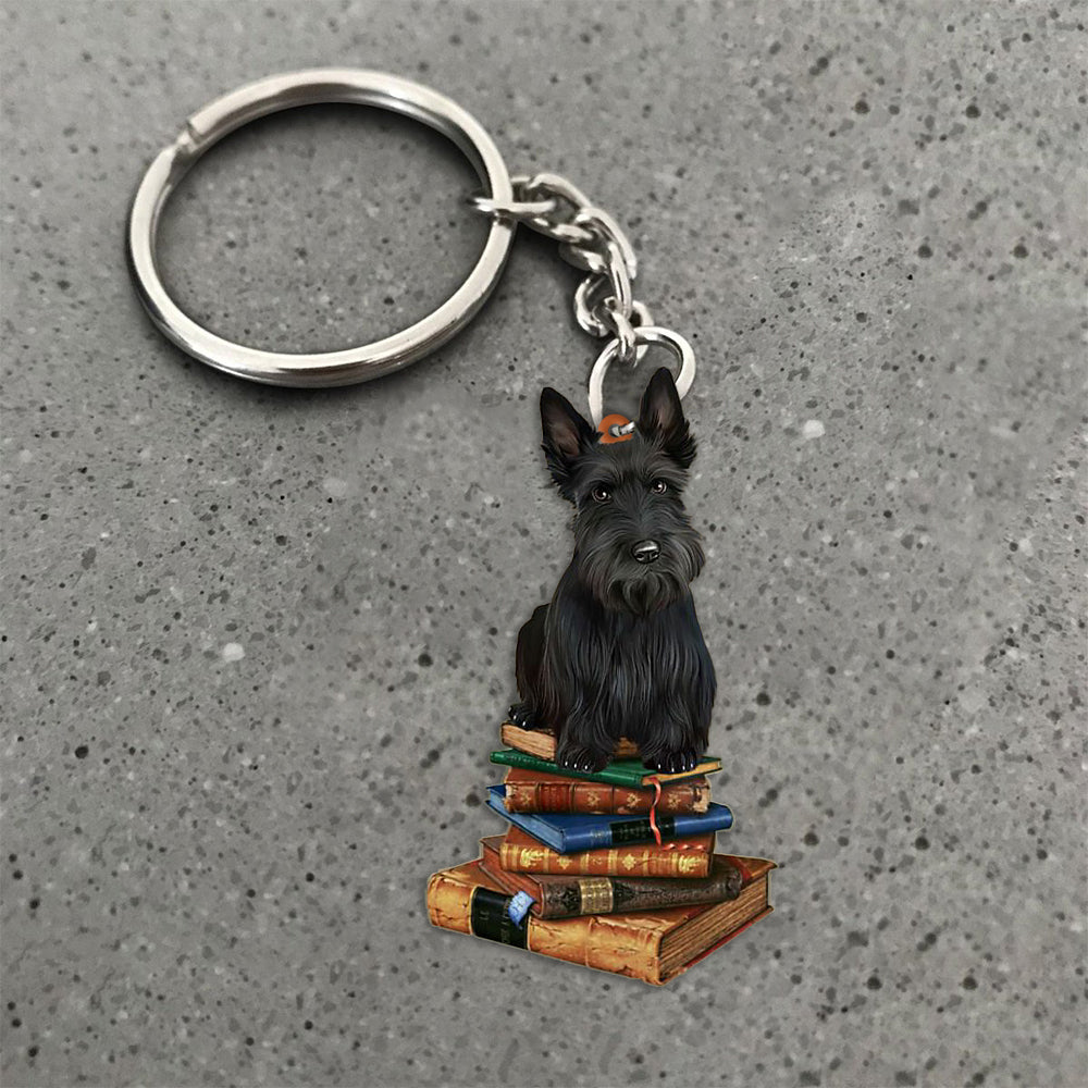 Scottish Terrier-Sit On The Book-Flat Acrylic Keychain