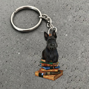 Scottish Terrier-Sit On The Book-Flat Acrylic Keychain