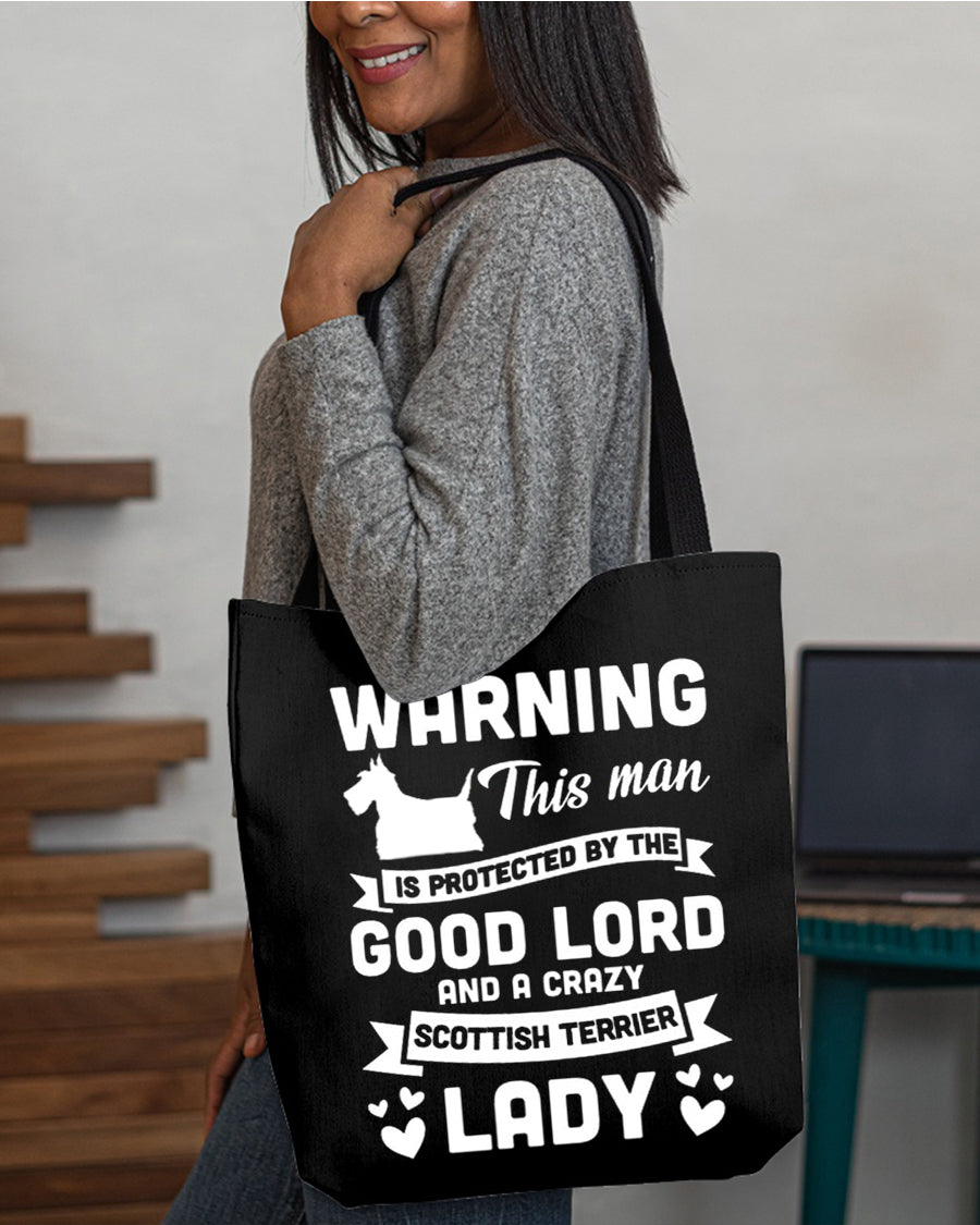 Scottish Terrier Crazy lady Cloth Tote Bag