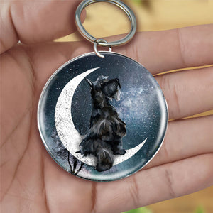 Scottish Terrier-Stars and Moon-Round Resin Epoxy Metal Keychain