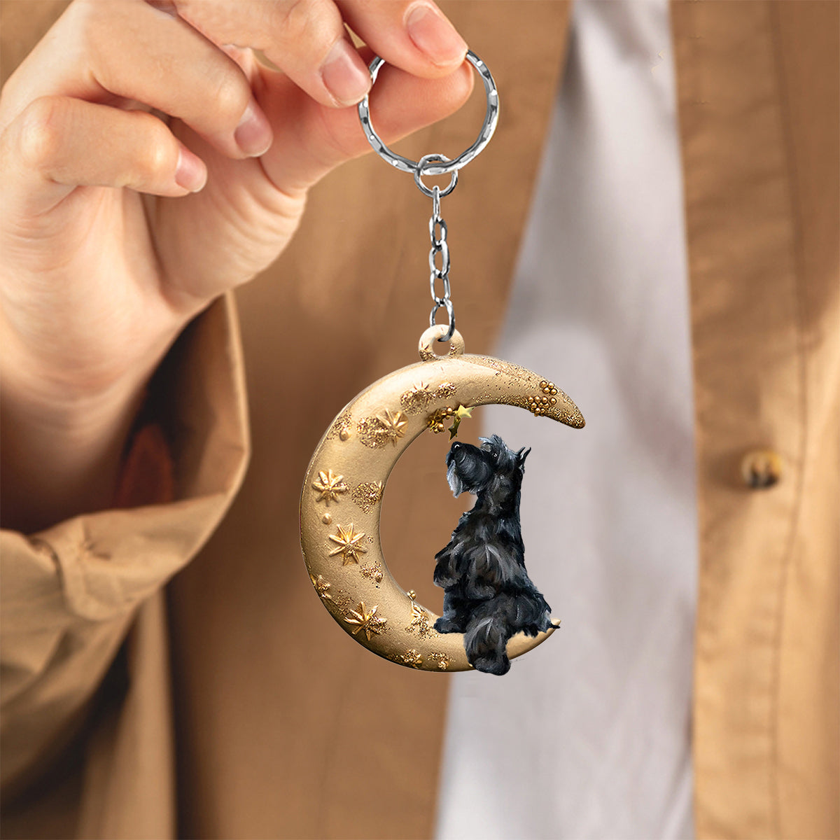 Scottish terrier-Dog & Moon Flat Acrylic Keychain