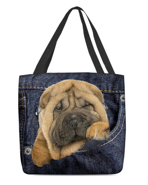 Shar Pei-Dark Denim-Cloth Tote Bag