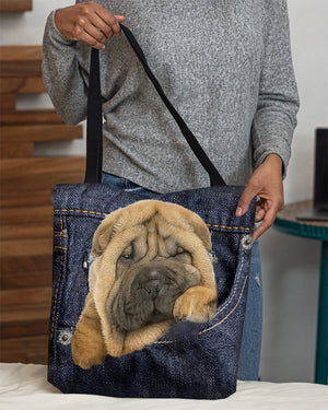 Shar Pei-Dark Denim-Cloth Tote Bag