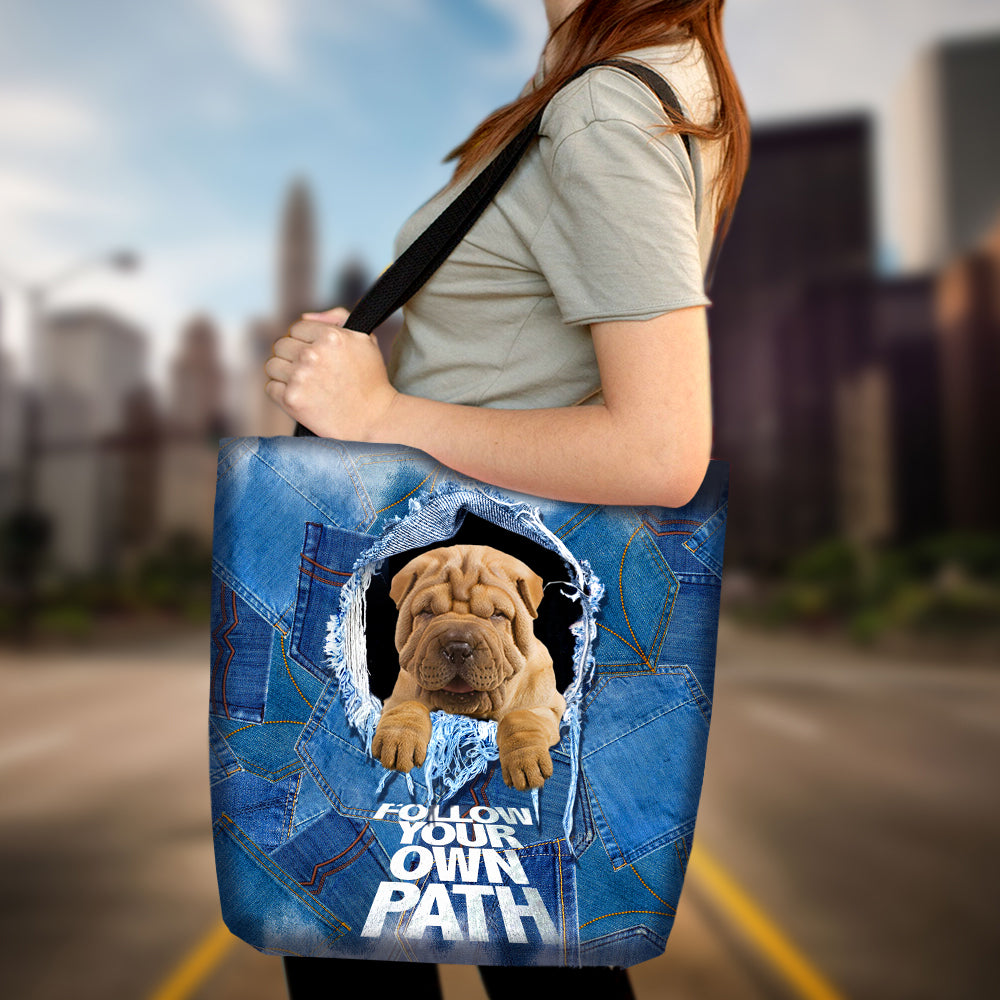 Shar Pei -Follow Your Own Path-Cloth Tote Bag