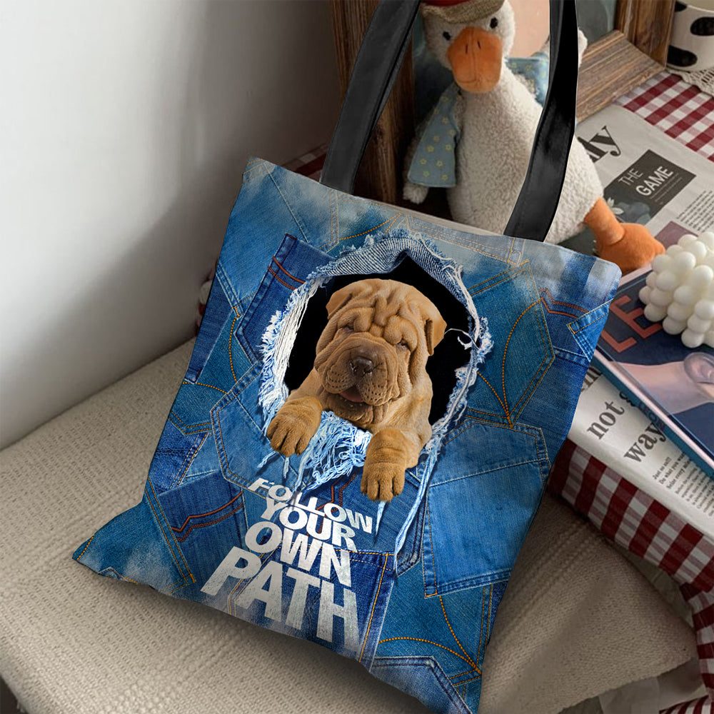 Shar Pei -Follow Your Own Path-Cloth Tote Bag