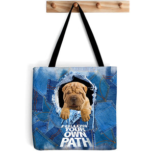 Shar Pei -Follow Your Own Path-Cloth Tote Bag