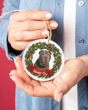 Shar Pei-Noel Circle-Two Sided Ornament