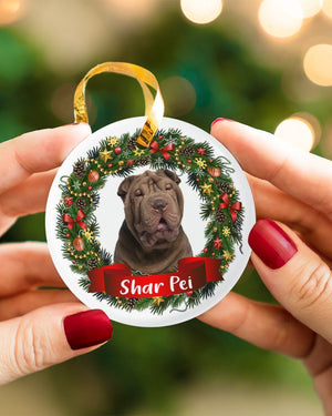 Shar Pei-Noel Circle-Two Sided Ornament