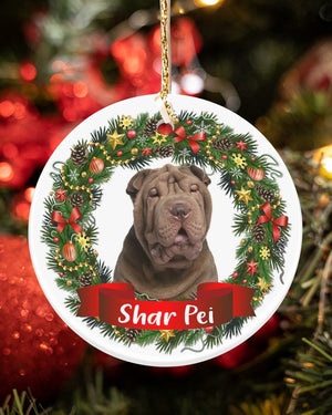 Shar Pei-Noel Circle-Two Sided Ornament