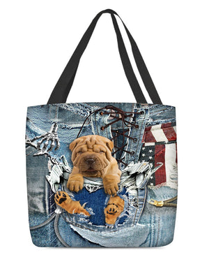 Shar Pei-Ripped Jeans-Cloth Tote Bag