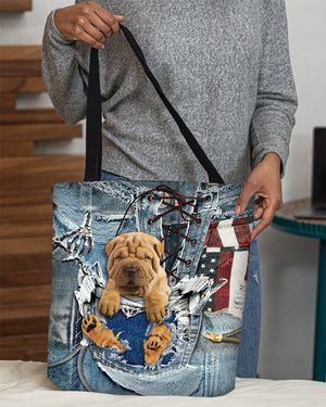 Shar Pei-Ripped Jeans-Cloth Tote Bag