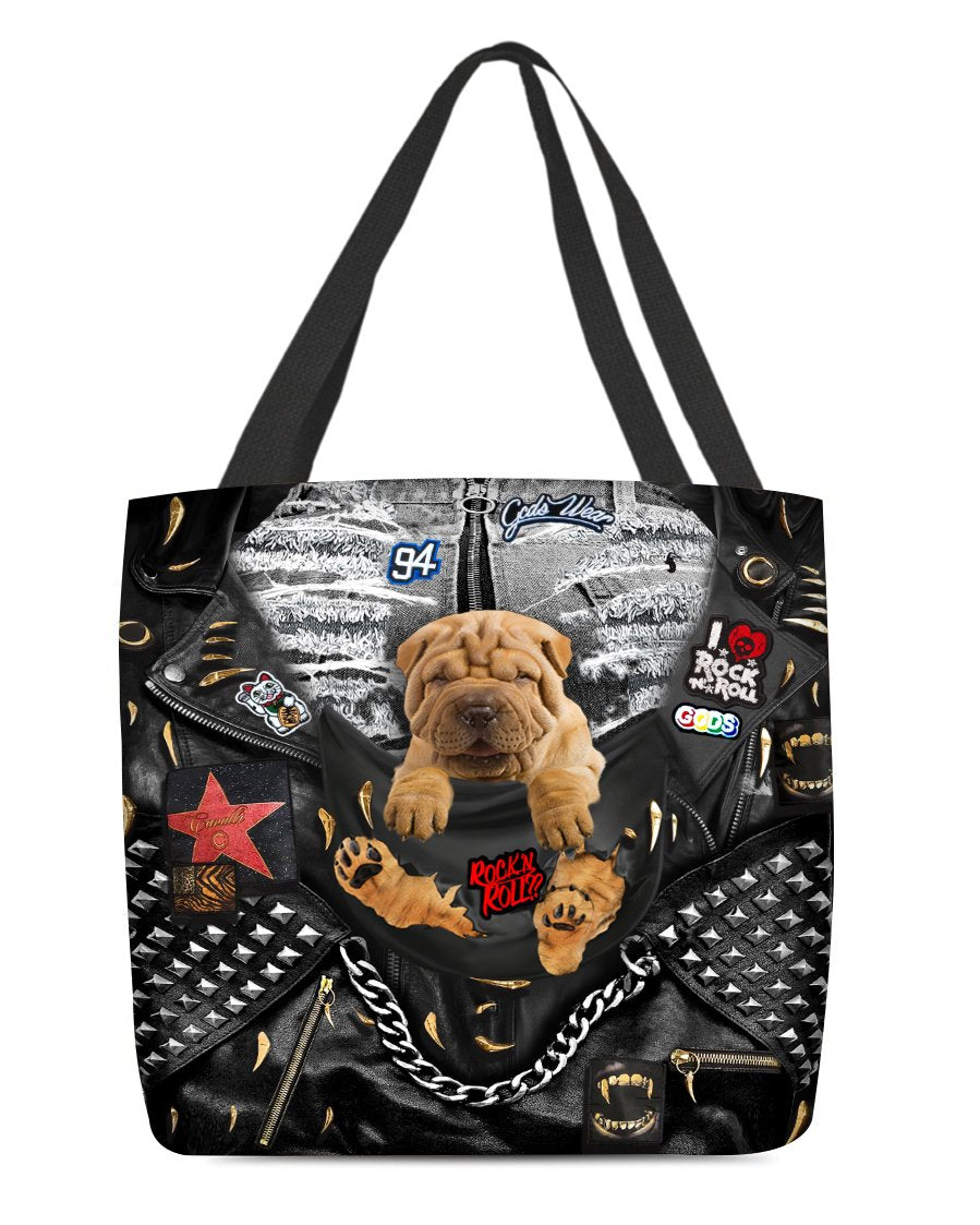 Shar Pei-Rock Dog-Cloth Tote Bag
