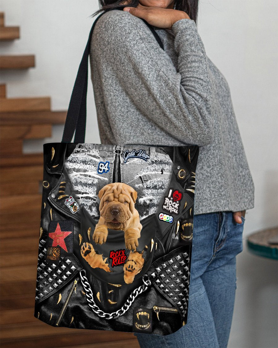 Shar Pei-Rock Dog-Cloth Tote Bag
