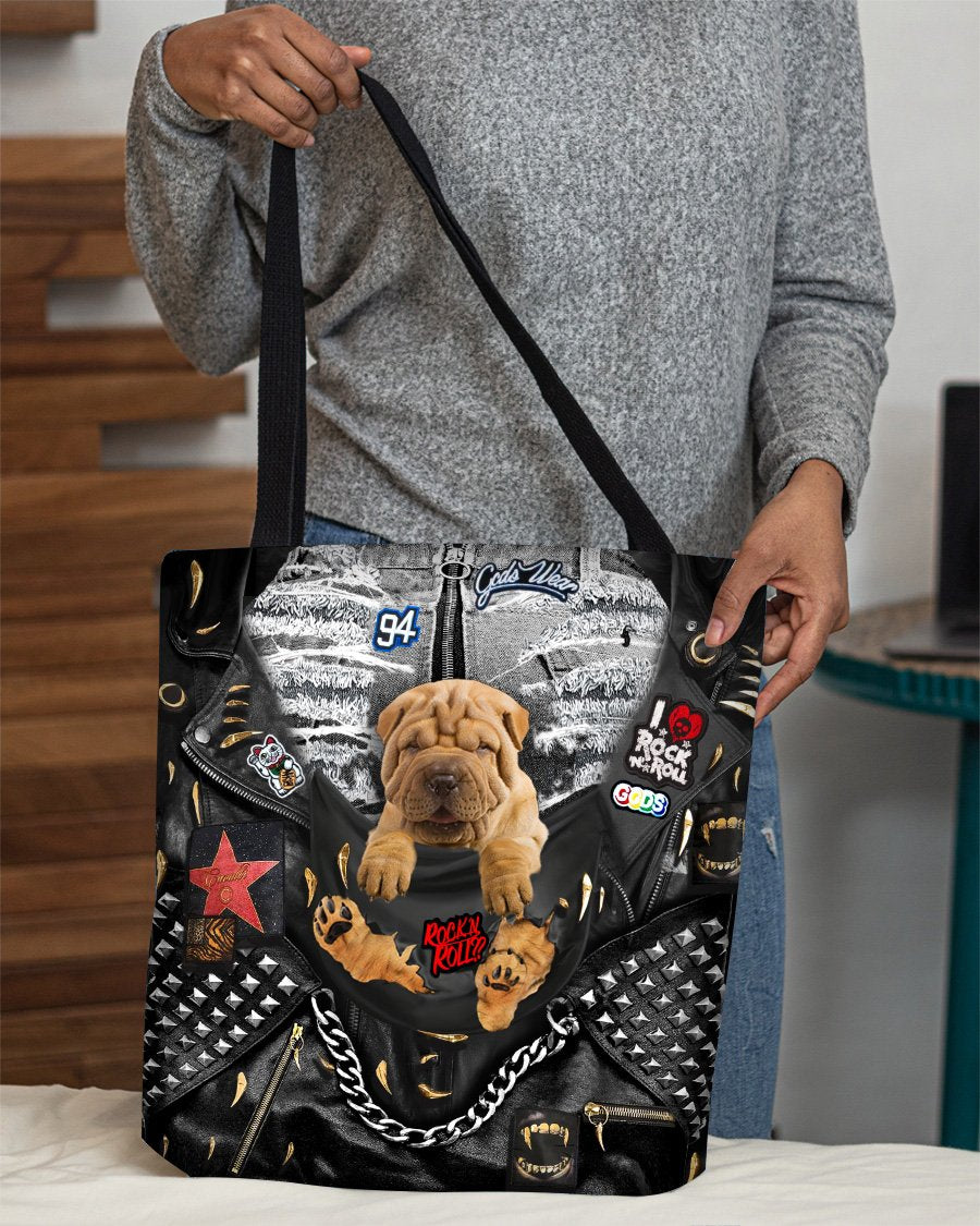 Shar Pei-Rock Dog-Cloth Tote Bag
