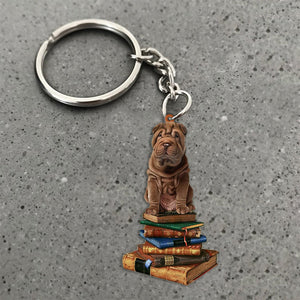 Shar Pei-Sit On The Book-Flat Acrylic Keychain