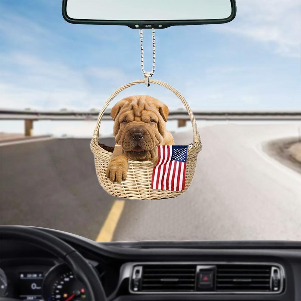 Shar Pei-With American Flag Two Sides Ornament