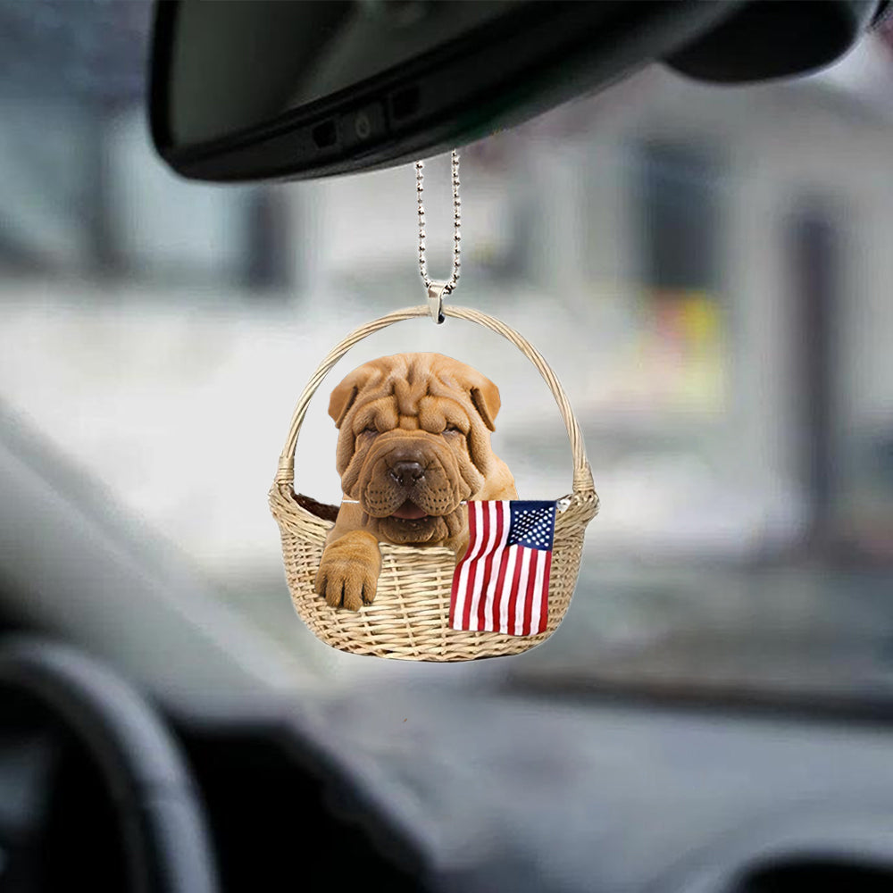 Shar Pei-With American Flag Two Sides Ornament