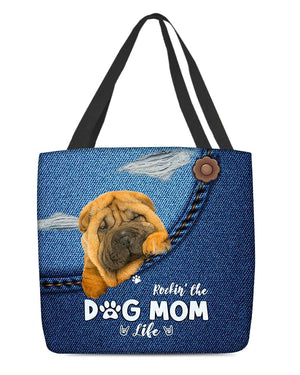 Shar pei-Dog Mom Life-Cloth Tote Bag