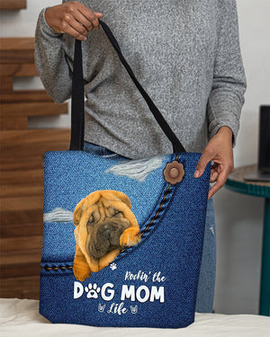 Shar pei-Dog Mom Life-Cloth Tote Bag