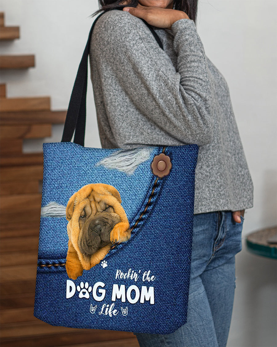 Shar pei-Dog Mom Life-Cloth Tote Bag