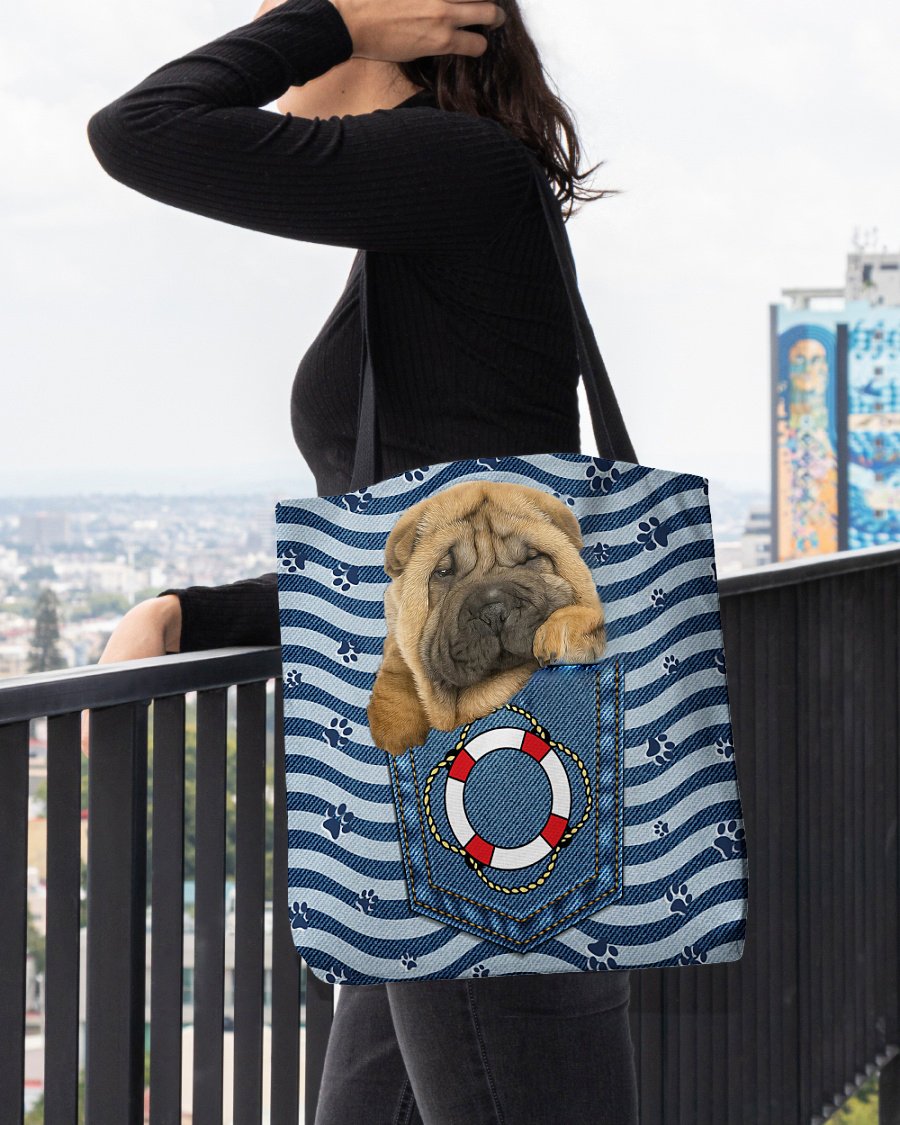 Shar pei On Board-Cloth Tote Bag