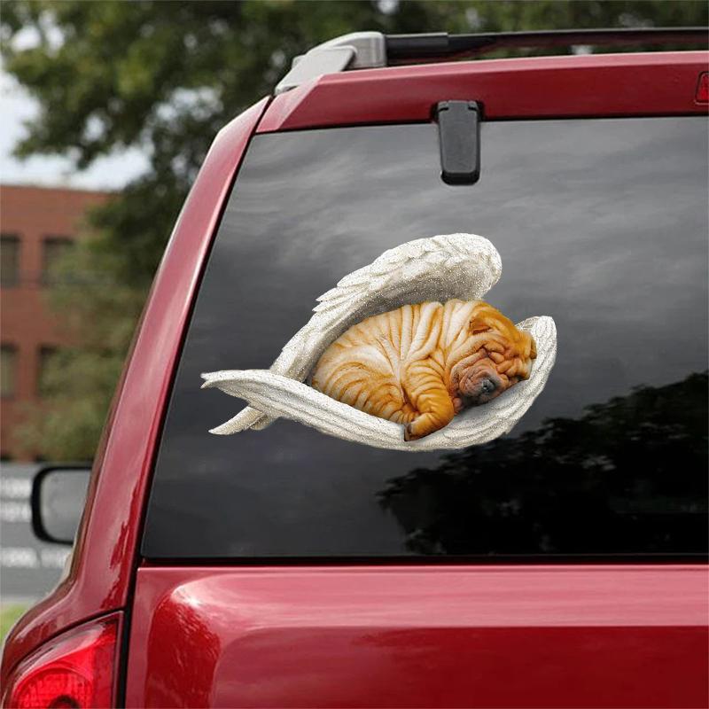 Shar pei-sleeping angel CAR STICKER