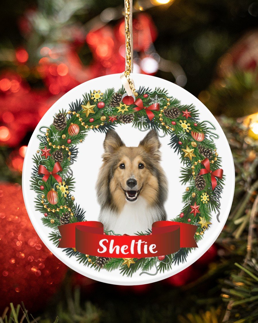 Sheltie-Noel Circle-Two Sided Ornament