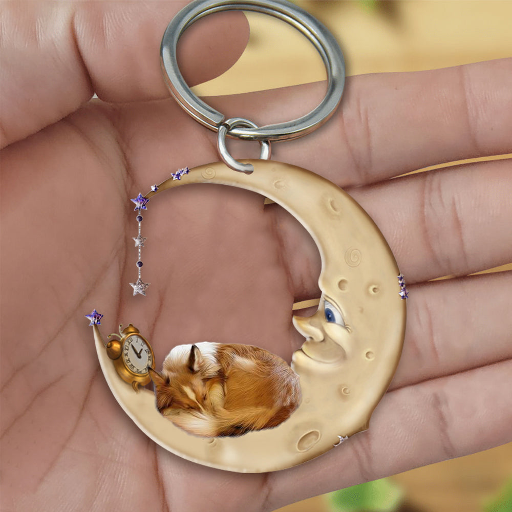Sheltie-Sleeping on the moon Keychain
