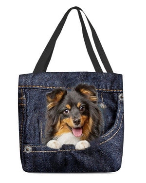 Sheltie-Dark Denim-Cloth Tote Bag