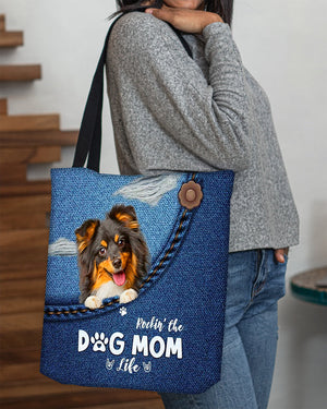 Sheltie-Dog Mom Life-Cloth Tote Bag