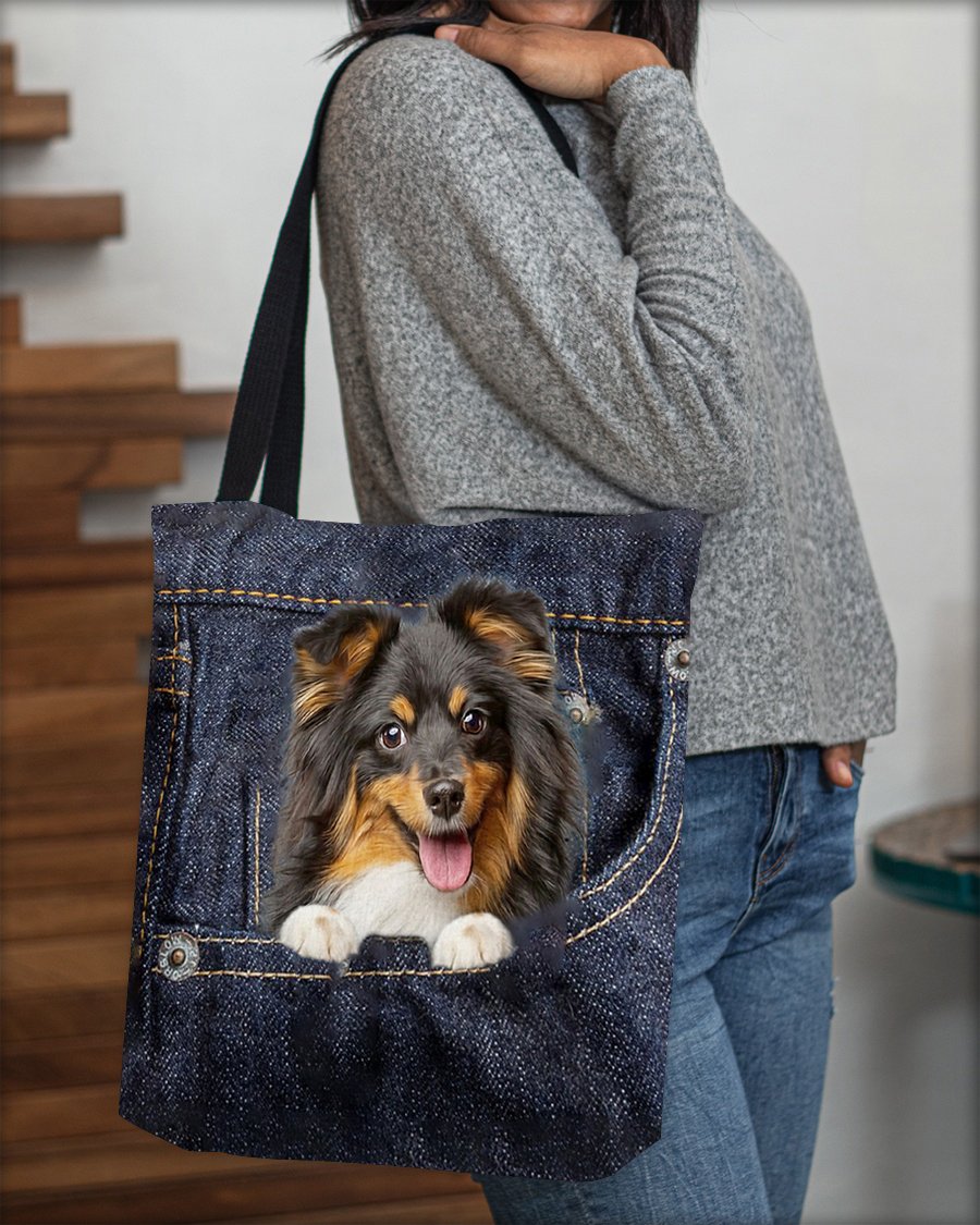 Sheltie-Dark Denim-Cloth Tote Bag