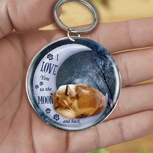 Sheltie Moon Back-Round Resin Epoxy Metal Keychain
