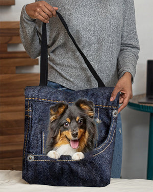 Sheltie-Dark Denim-Cloth Tote Bag