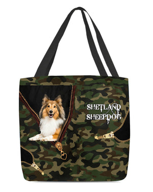 Shetland-Sheepdog Camo Cloth Tote Bag