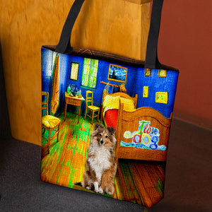 Shetland Sheepdog in the bedroom-Cloth Tote Bag