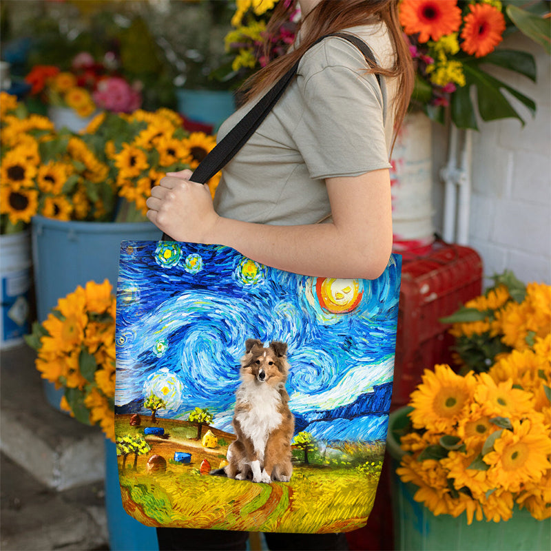 Shetland Sheepdog-Oil Painting-Cloth Tote Bag