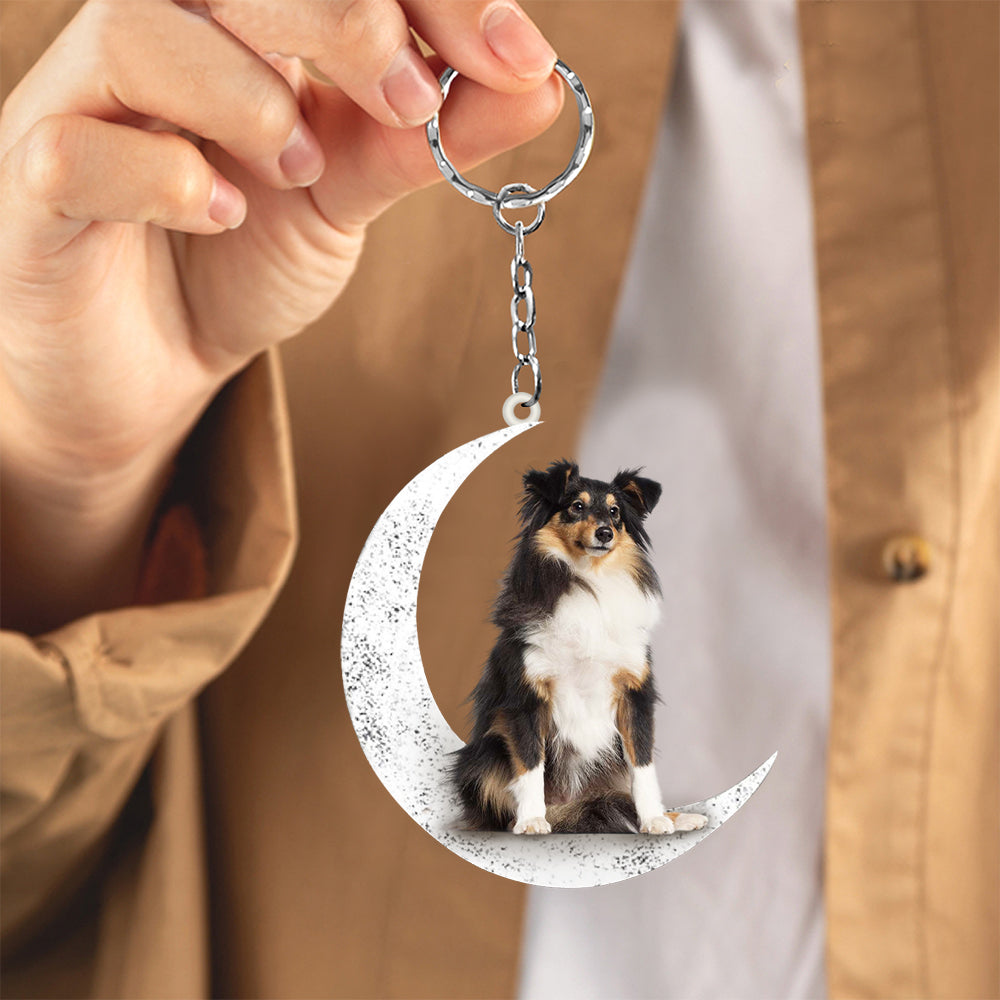 Shetland Sheepdog-Sit On The Moon Keychain