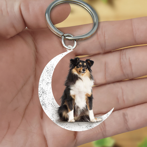 Shetland Sheepdog-Sit On The Moon Keychain