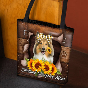 Shetland Sheepdog-Sunflower&Dog Mom Cloth Tote Bag