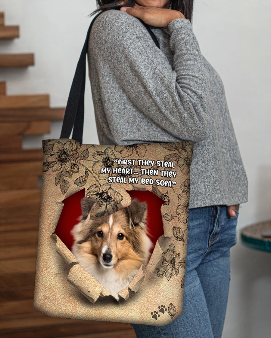 Shetland Sheepdog-Torn Cloth Tote Bag