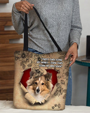 Shetland Sheepdog-Torn Cloth Tote Bag