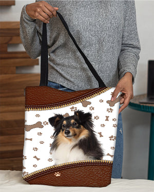 Shetland Sheepdog-Zipper Texture-Cloth Tote Bag