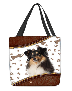 Shetland Sheepdog-Zipper Texture-Cloth Tote Bag