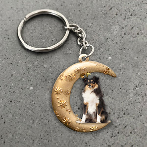 Shetland Sheepdog-Dog & Moon Flat Acrylic Keychain